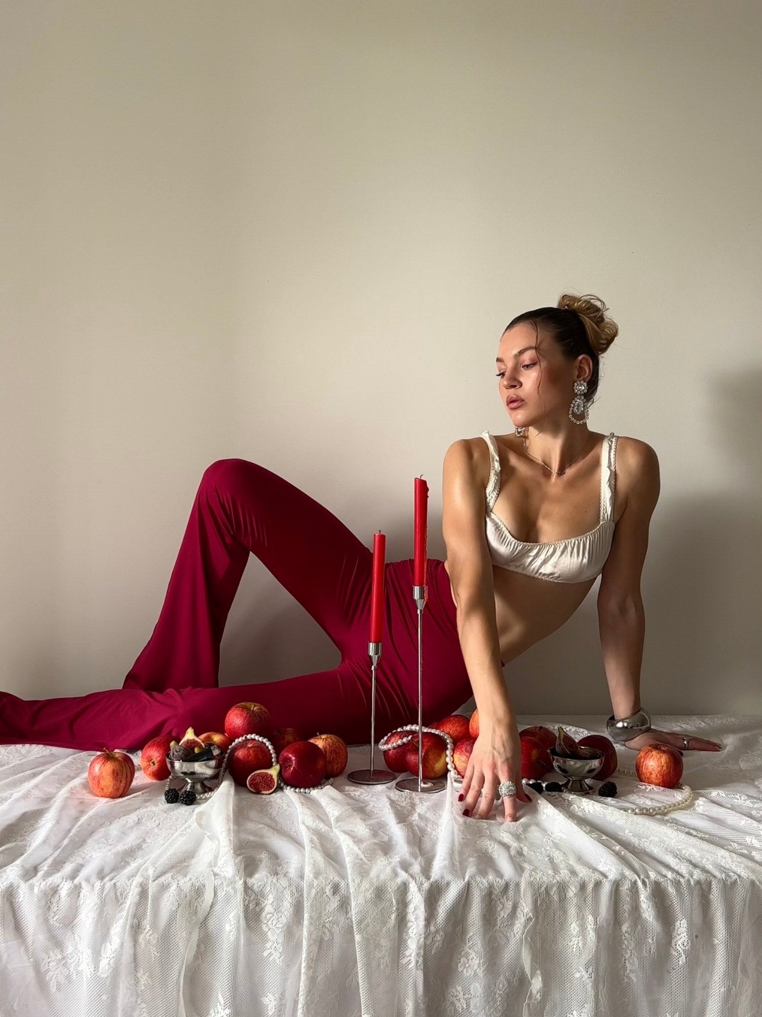PANTALÓN CAMPANA AL ANDALUS BURGUNDY
