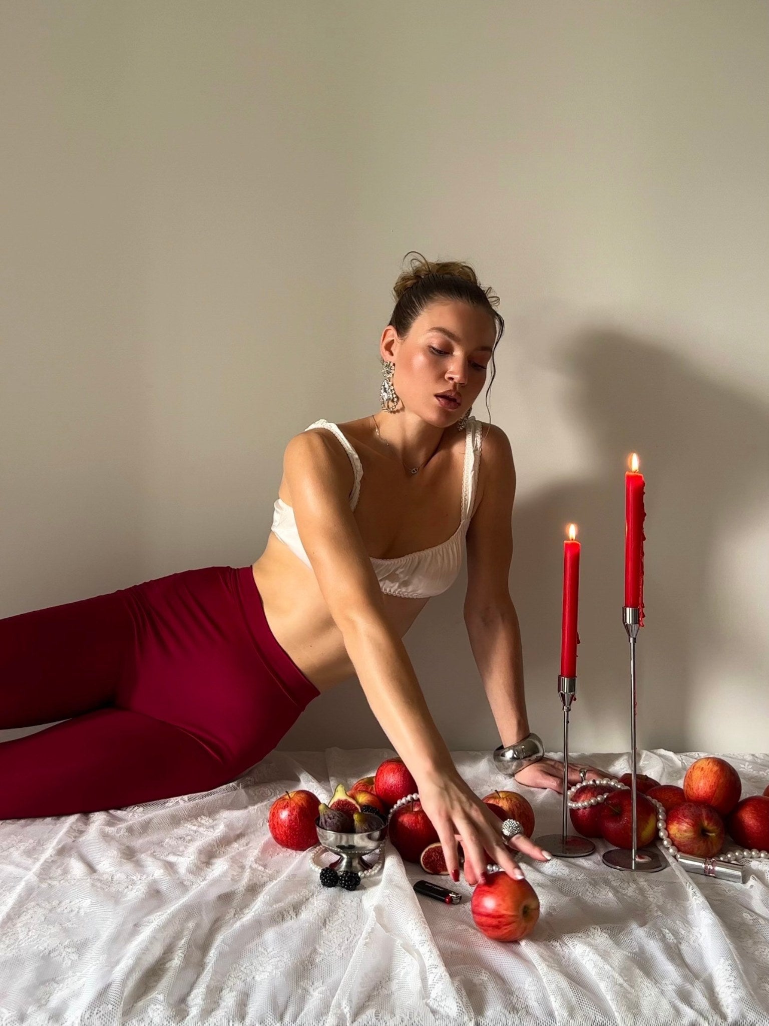 PANTALÓN CAMPANA AL ANDALUS BURGUNDY